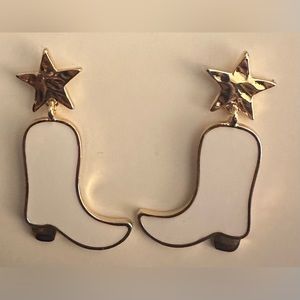 White, cowboy boot earrings